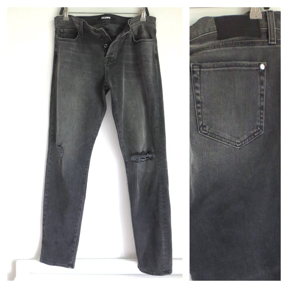BALDWIN MEN'S SLIM JEANS BLACK MADE IN USA Sz-34
